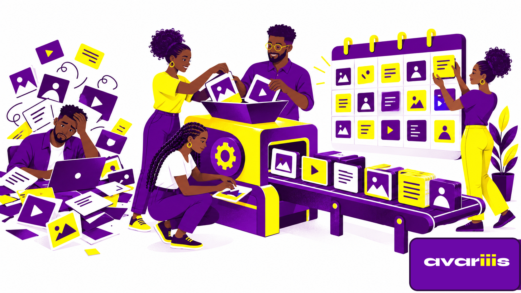 Une équipe créative transforme des contenus dispersés en calendrier organisé