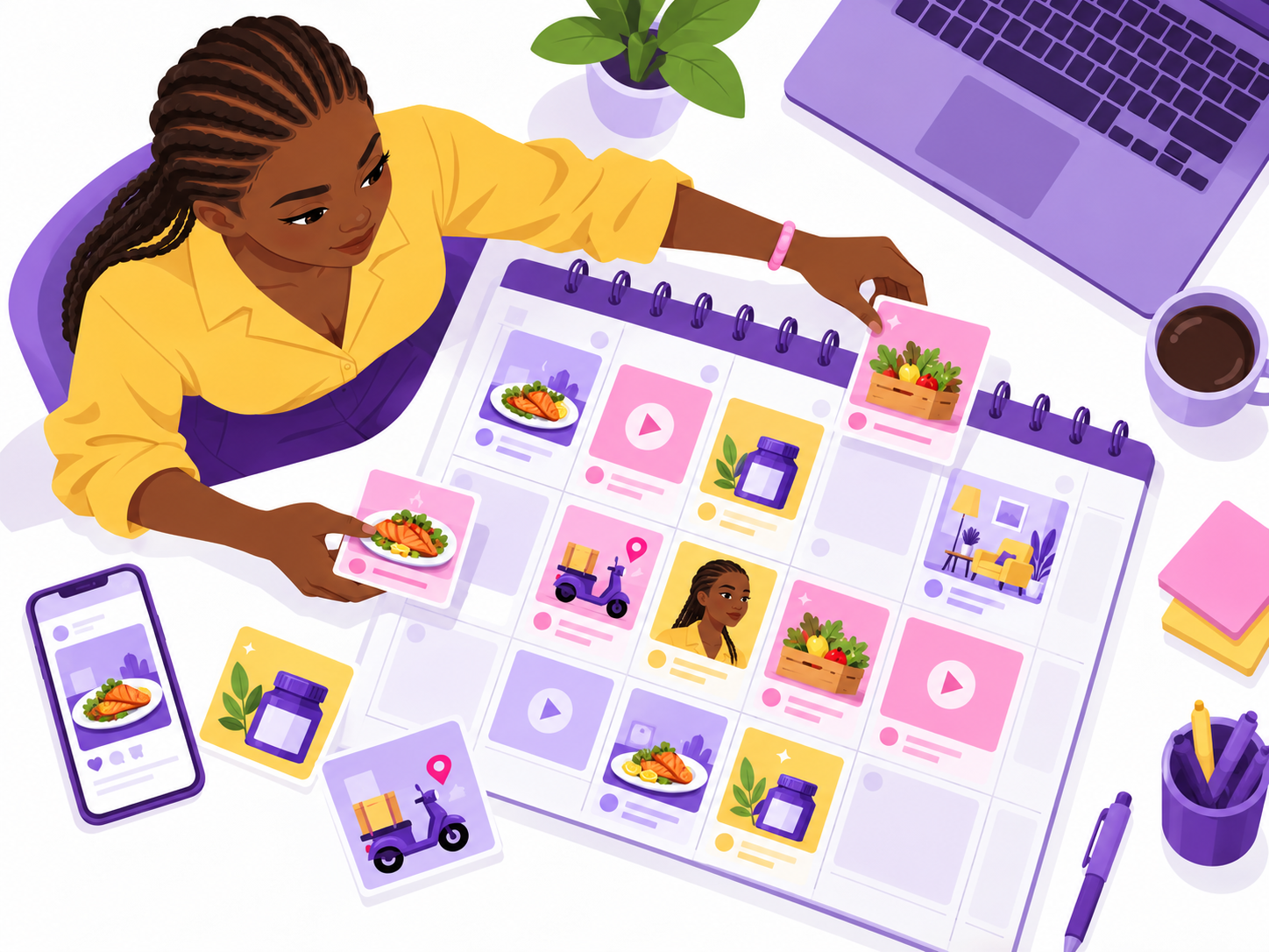 Illustration d’un calendrier de vidéos et de contenus