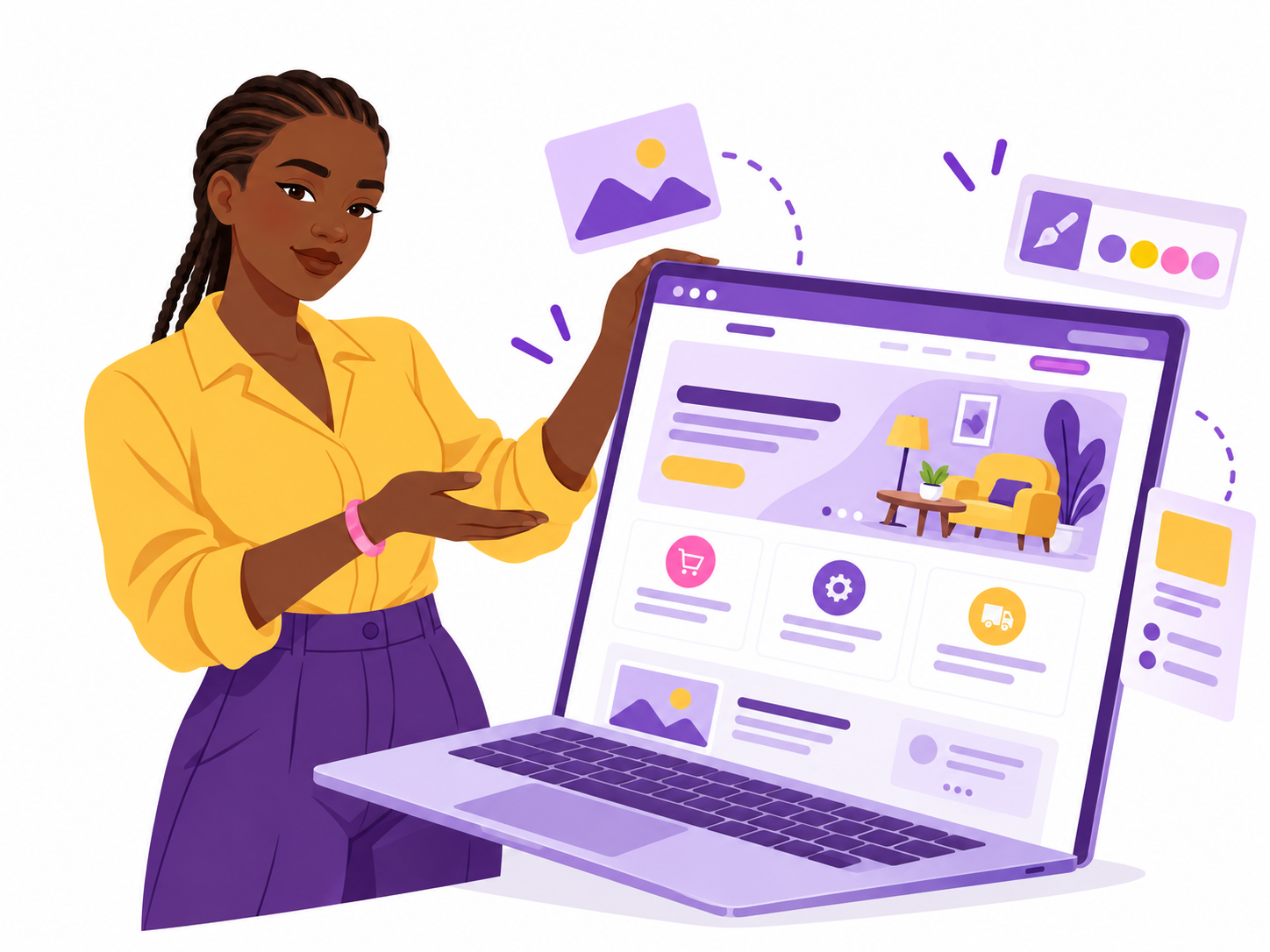 Illustration d’un site web présentant des produits
